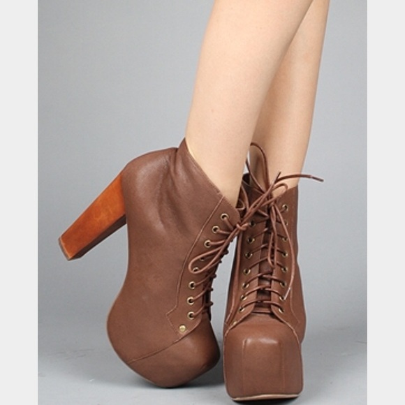 Jeffrey Campbell Lita Brown Leather 6.5 boot NEW - Picture 1 of 3
